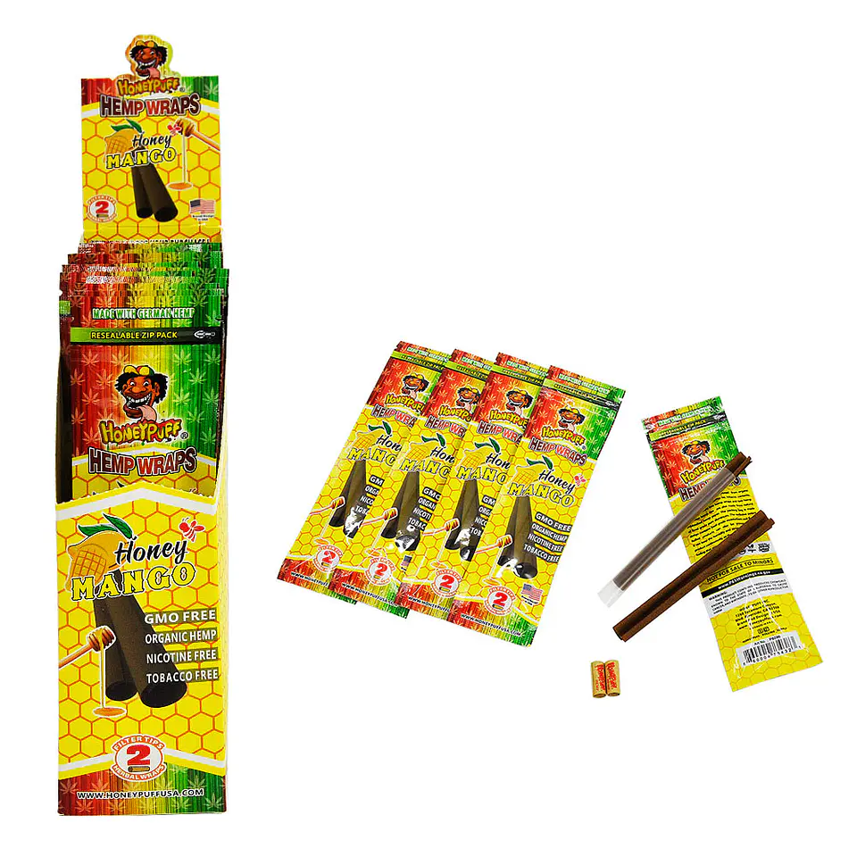 Blunt Organic Hemp Wraps Honeypuff Con Filtros -  Honey Mango (Pack x2) 9