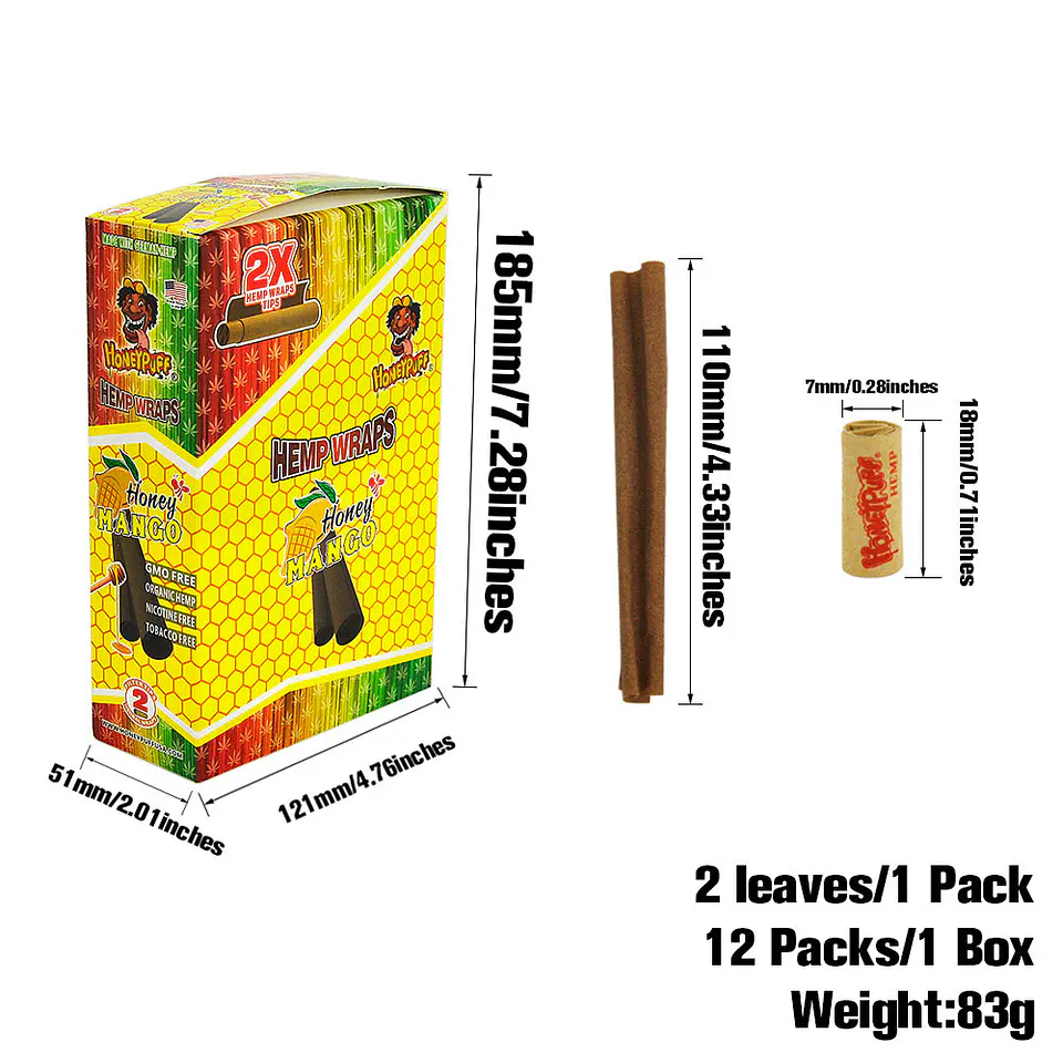 Blunt Organic Hemp Wraps Honeypuff Con Filtros -  Honey Mango (Pack x2) 11