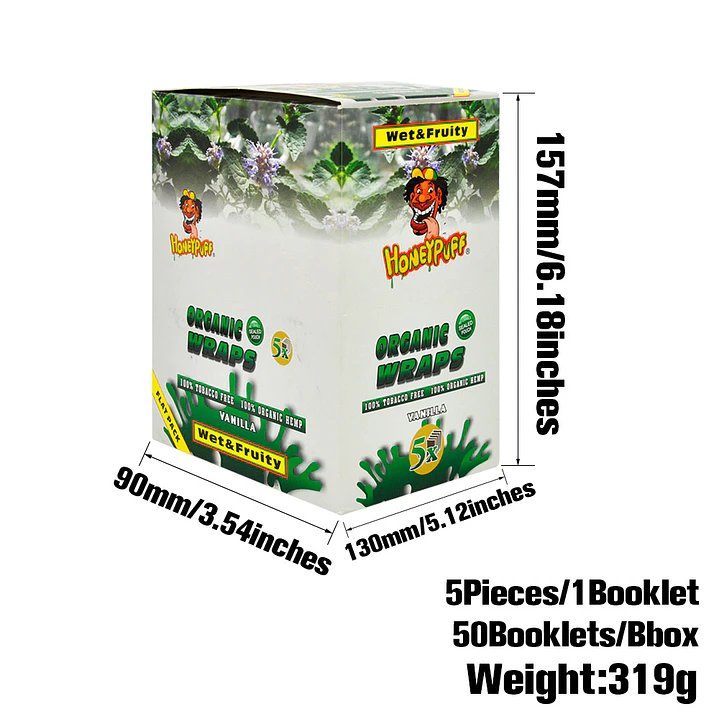 Honeypuff Organic Hemp Wraps Sabores x5  13