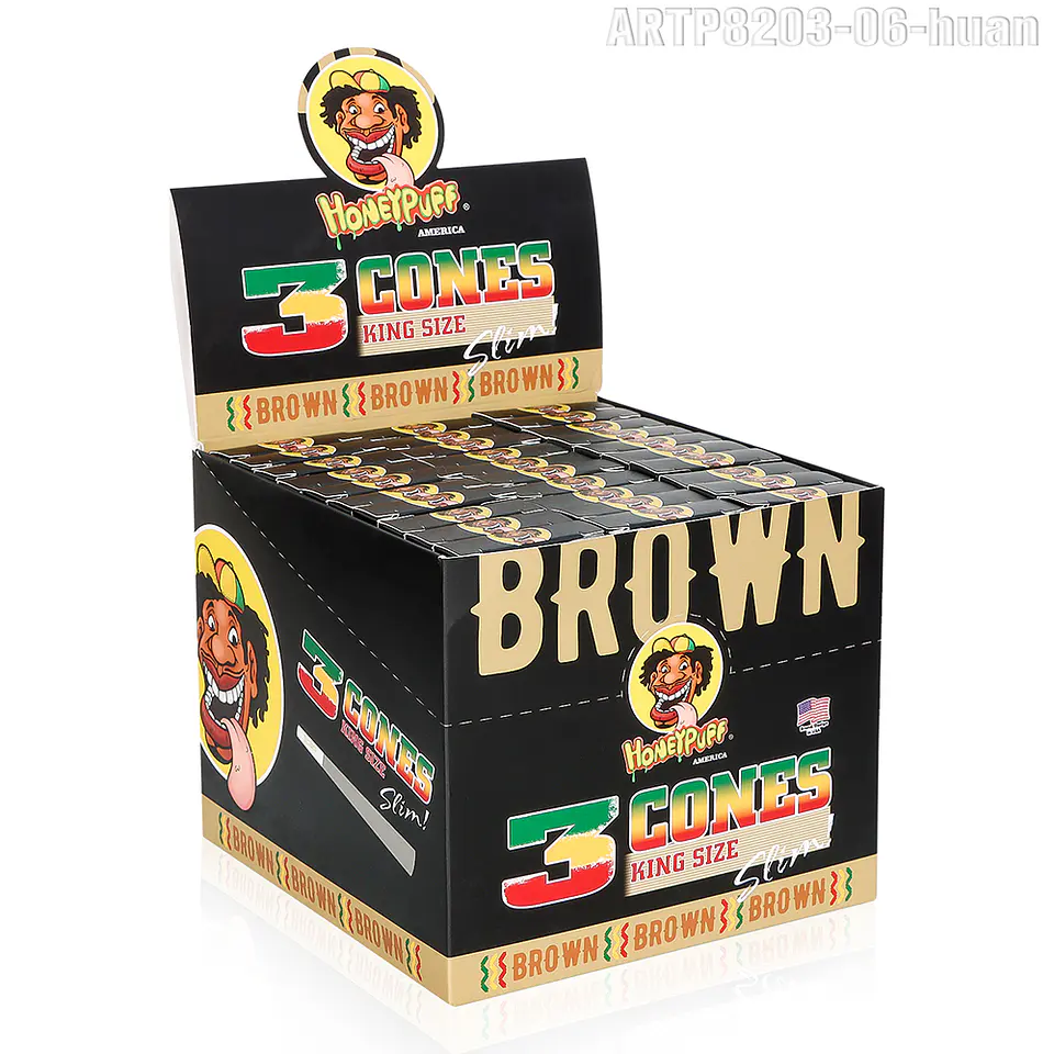 Conos Pre-Enrolados Honeypuff Brown - King Size Slim (Pack x3) 2