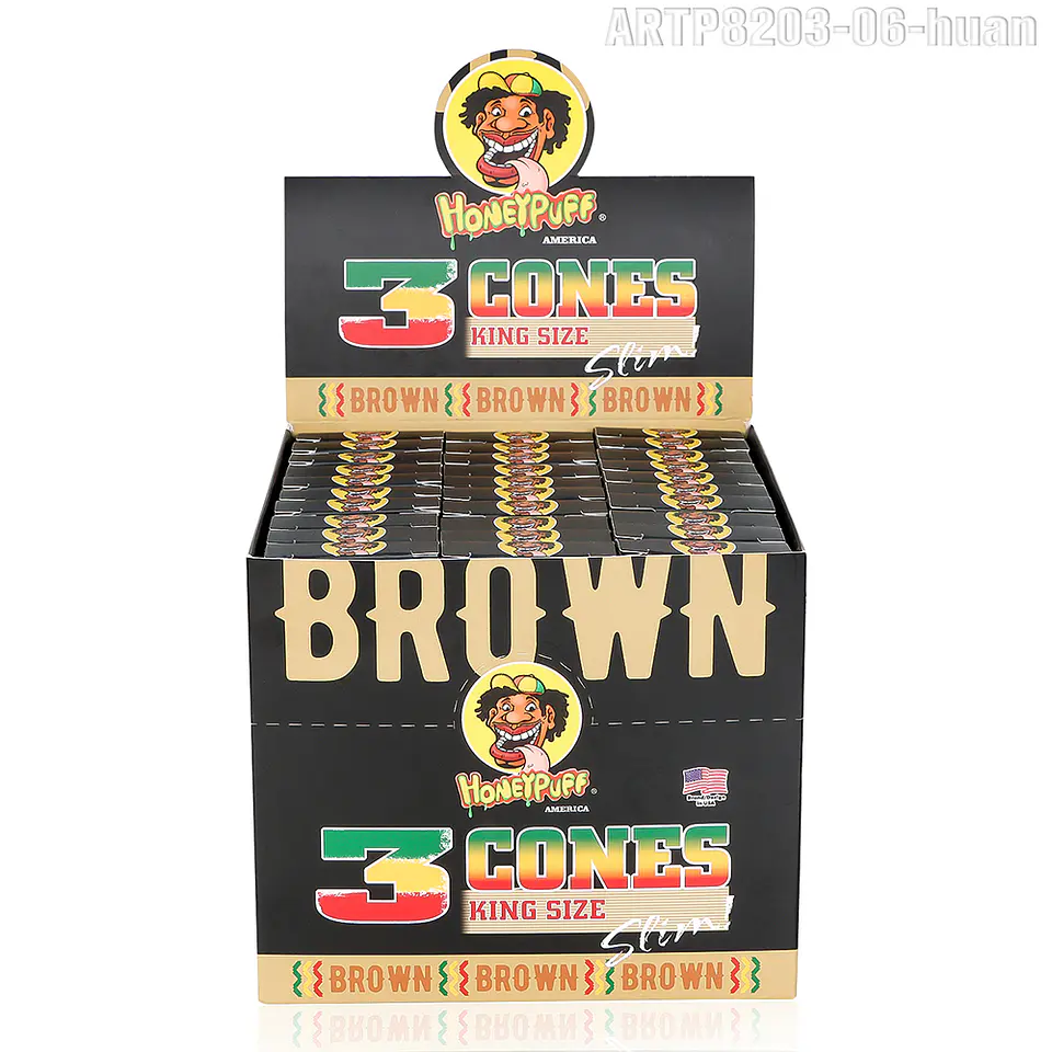 Conos Pre-Enrolados Honeypuff Brown - King Size Slim (Pack x3) 3