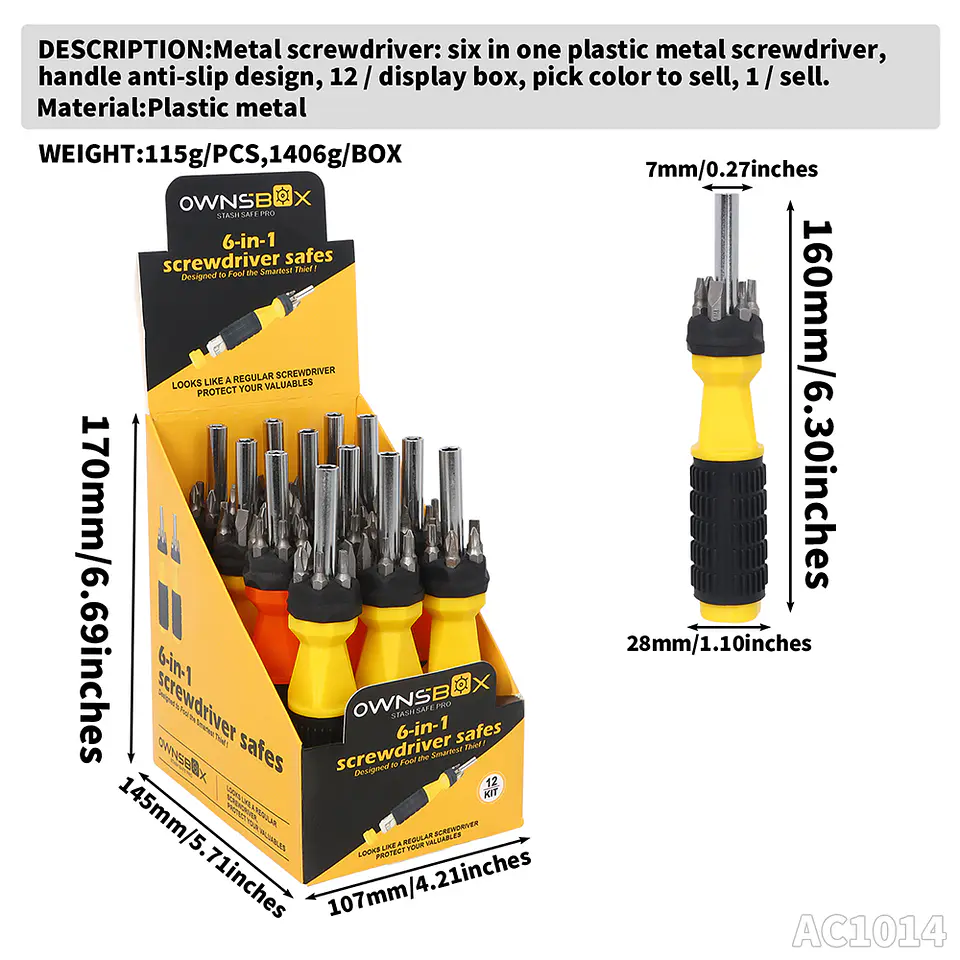 Destornillador de Ocultación OwnsBox 6-en-1 - Stash Safe Pro 12