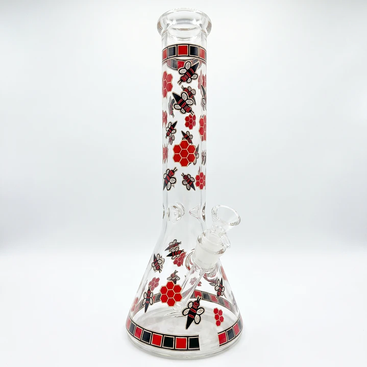 Bong Pyrex Beaker Bong Killer Bee Glow Rojo 30cms - Edicion Stoner Days 2