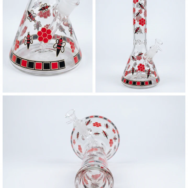 Bong Pyrex Beaker Bong Killer Bee Glow Rojo 30cms - Edicion Stoner Days 5