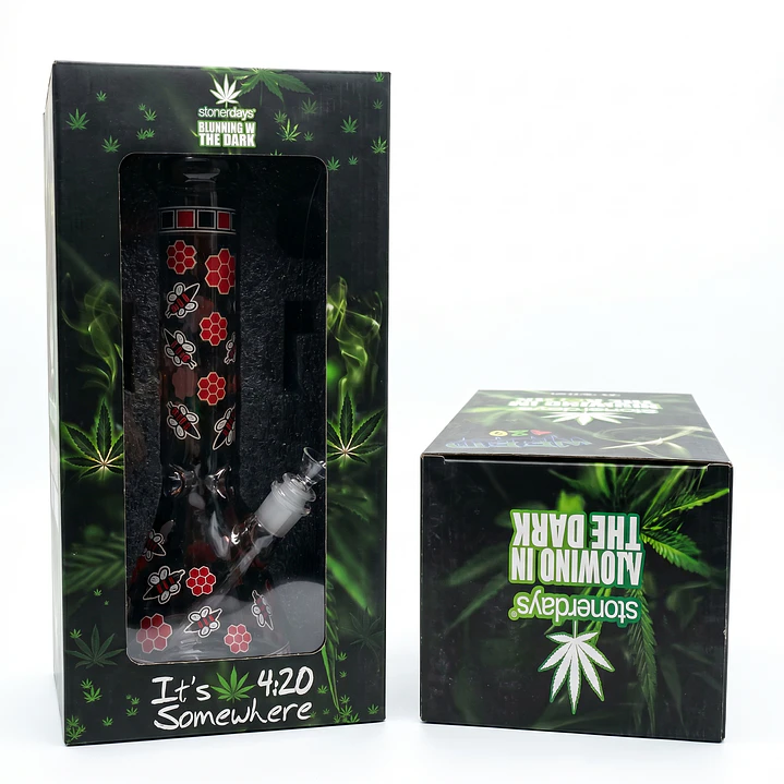 Bong Pyrex Beaker Bong Killer Bee Glow Rojo 30cms - Edicion Stoner Days 6