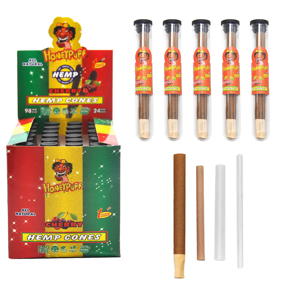 Cono de Cáñamo Pre-enrollado Honeypuff 98mm con Boquilla de Madera (Saborizado) 10