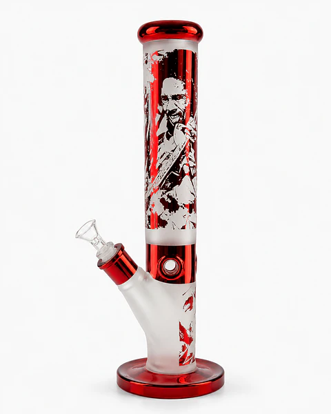 Bong Pyrex Premium Marley JAH RASTAFARI Metalizado 35cms