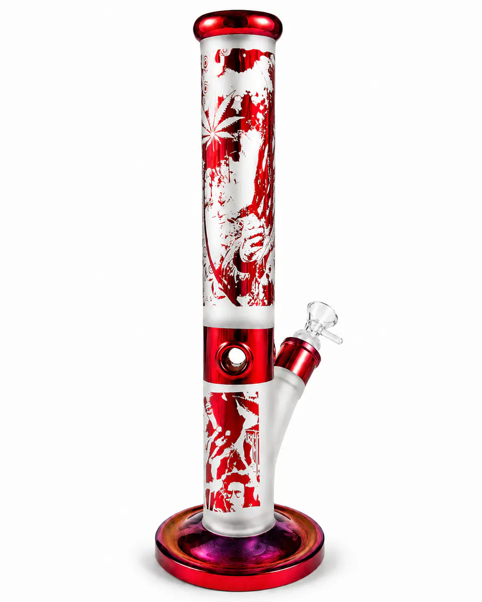 Bong Pyrex Premium Marley JAH RASTAFARI Metalizado 35cms 5
