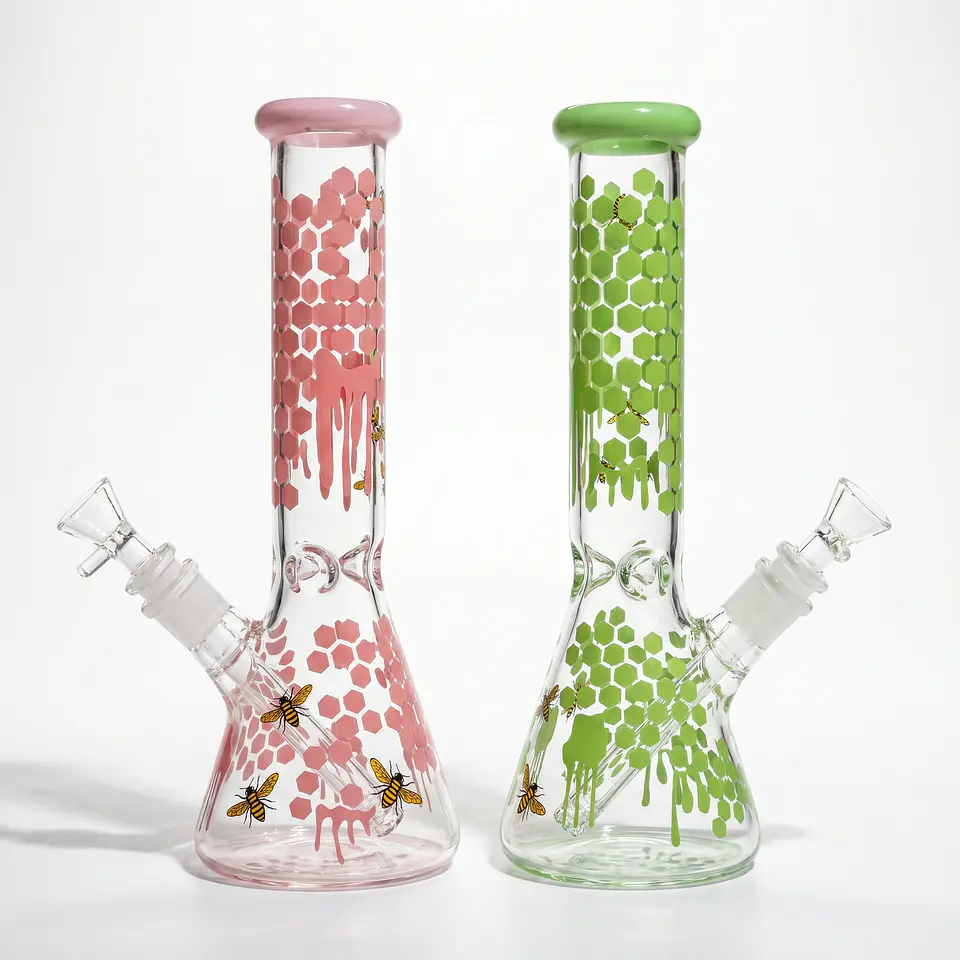 Bong de Pyrex Honeycomb Beaker - Diseño Panal 25cms 2