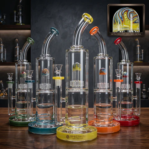 Bong de Pyrex Phoenix Star Recycler con Perc Dome – Bong Premium de Alta Filtración 35cms