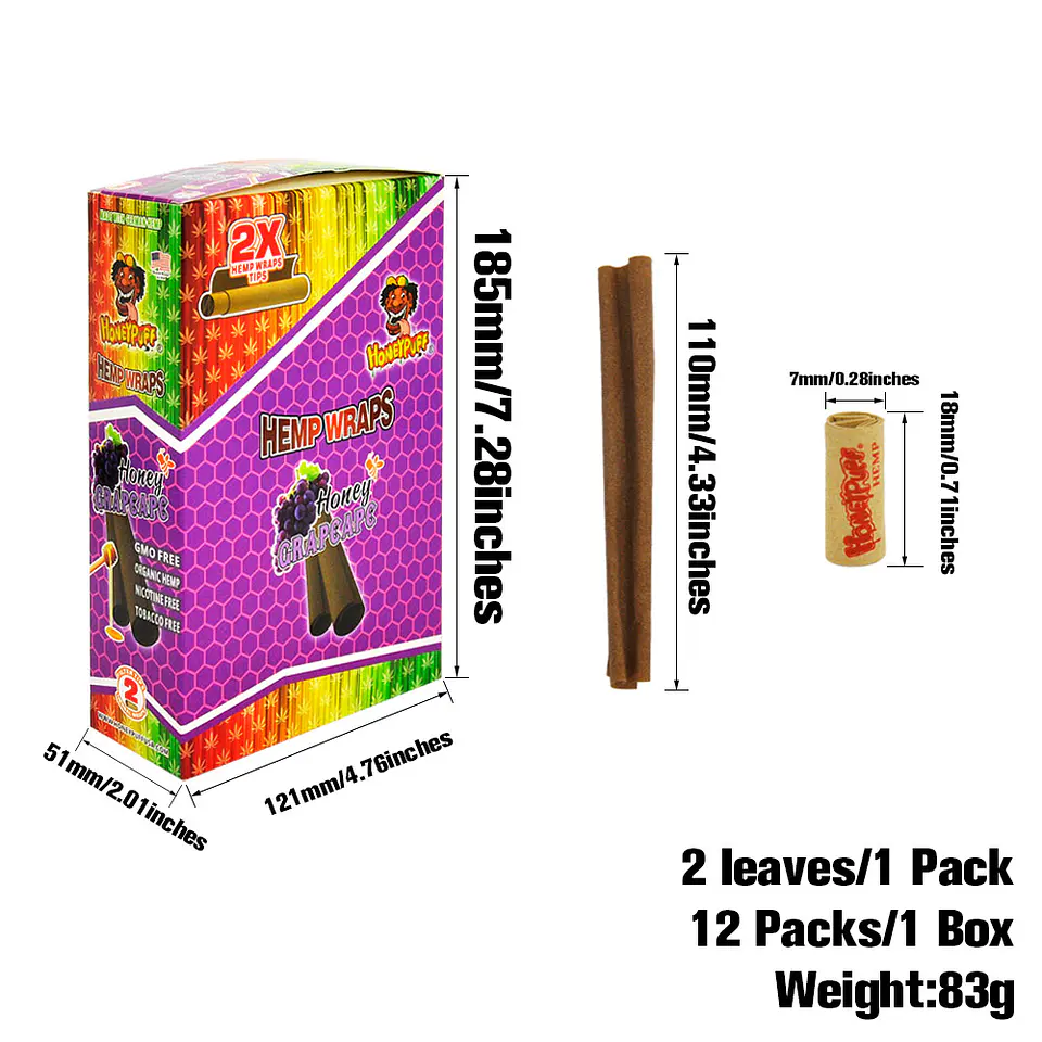 Blunt Organic Hemp Wraps Honeypuff Con Filtros -  Sabores (Pack x2) 14
