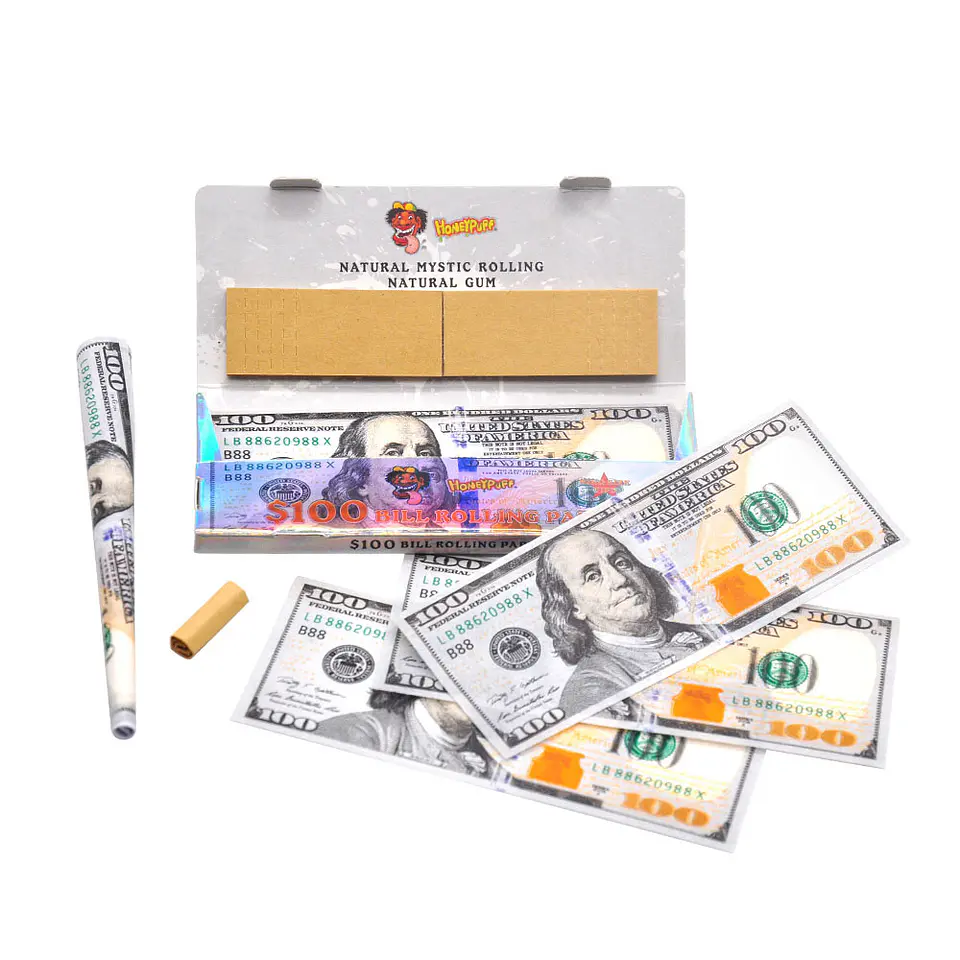 CAJA Papelillos Honeypuff 100 Dolares- King Size + Filtro- MAYORISTA 3