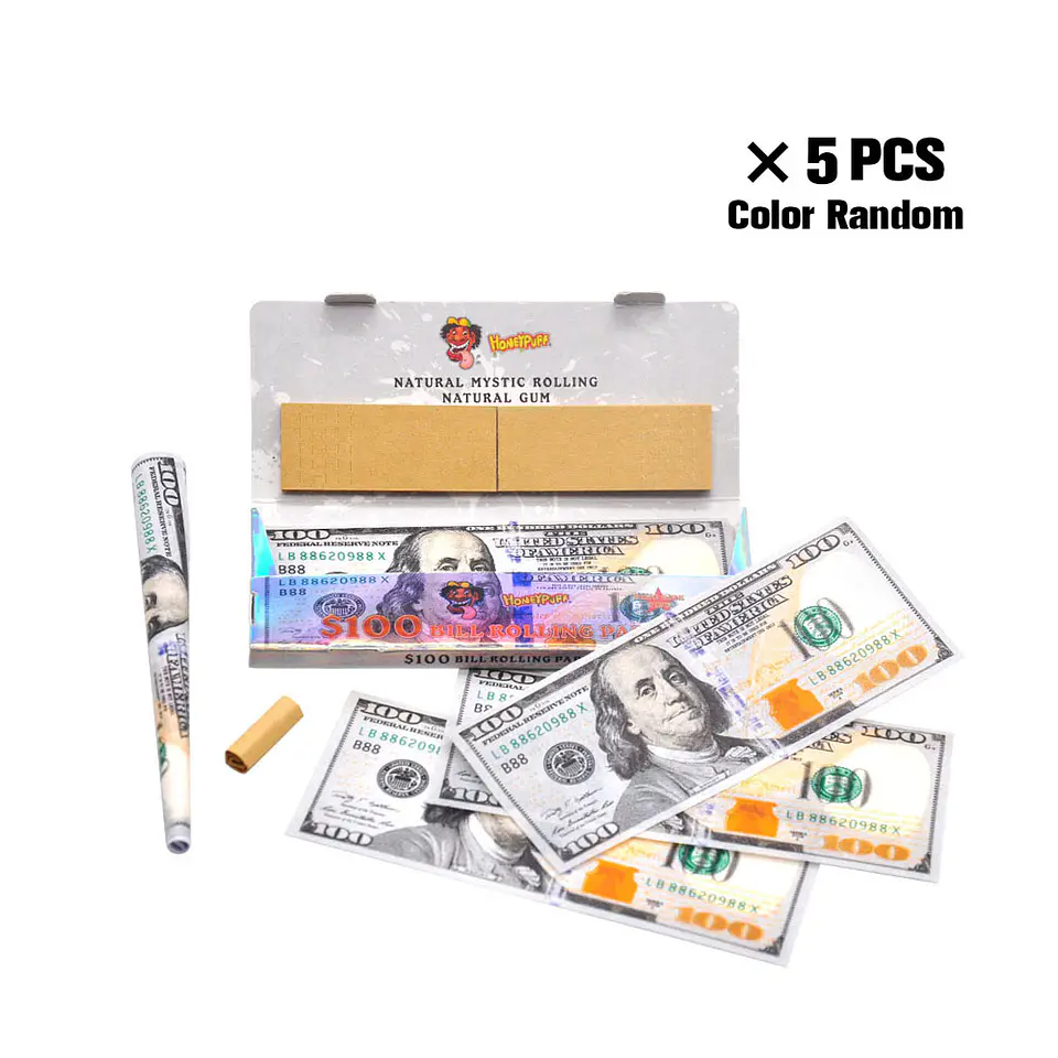 CAJA Papelillos Honeypuff 100 Dolares- King Size + Filtro- MAYORISTA 11