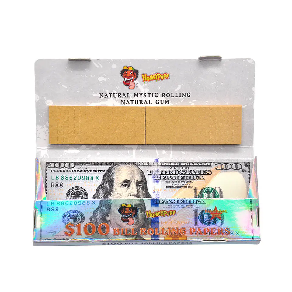 CAJA Papelillos Honeypuff 100 Dolares- King Size + Filtro- MAYORISTA 14