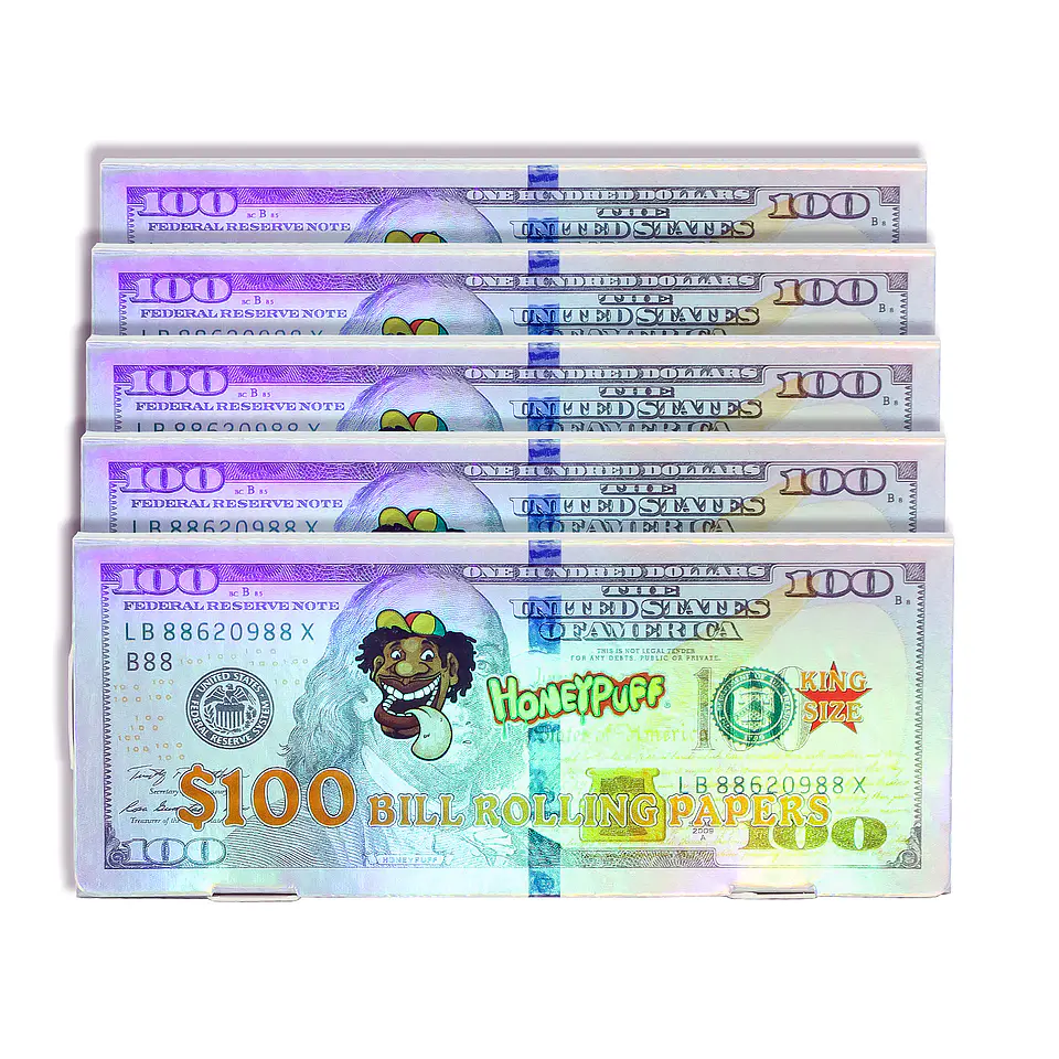 CAJA Papelillos Honeypuff 100 Dolares- King Size + Filtro- MAYORISTA 18