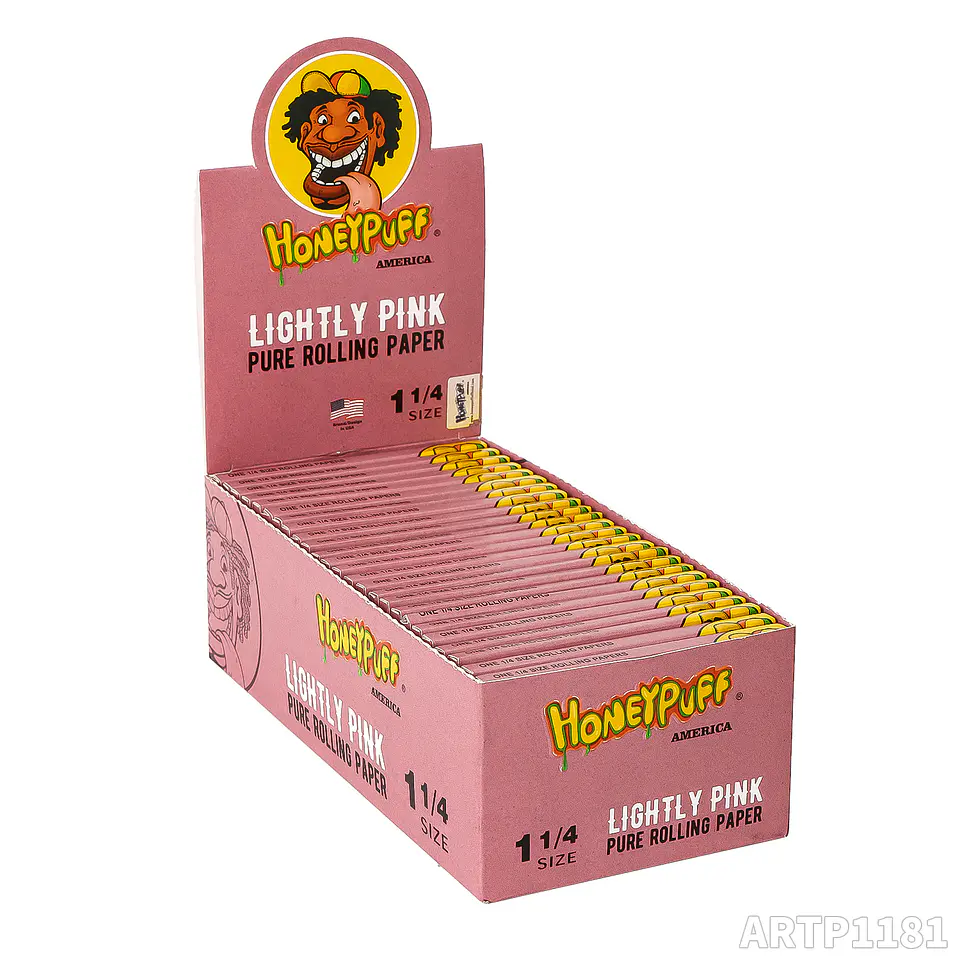 CAJA Papelillos Honeypuff Tamaño 1 1/4 ( Pink, Thin, Organico, Brown )- MAYORISTA 12