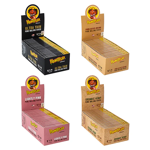 CAJA Papelillos Honeypuff Tamaño 1 1/4 ( Pink, Thin, Organico, Brown )- MAYORISTA