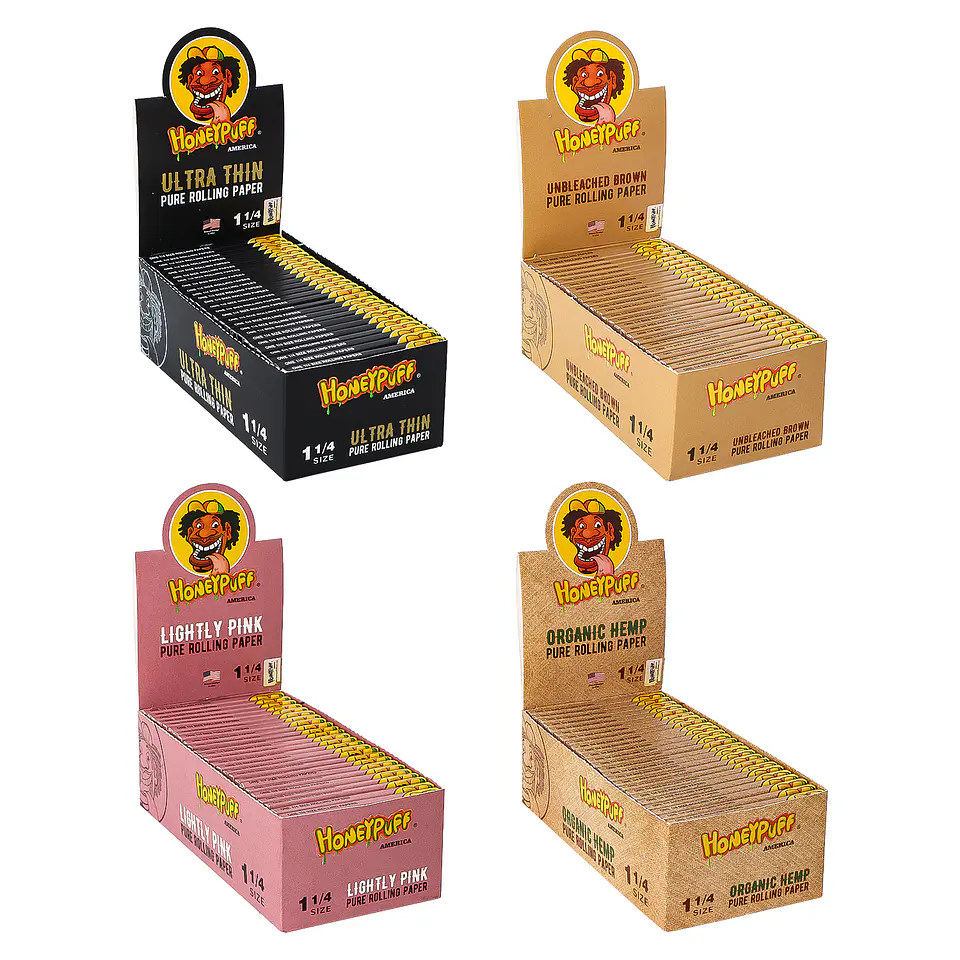 CAJA Papelillos Honeypuff Tamaño 1 1/4 ( Pink, Thin, Organico, Brown )- MAYORISTA 1