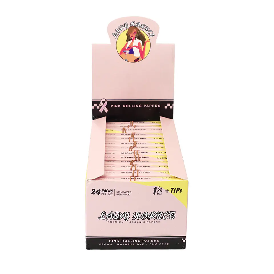 CAJA Papelillos Lady Hornet Pink 1 1/4 + Tips- MAYORISTA 5