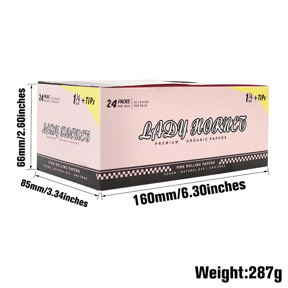 CAJA Papelillos Lady Hornet Pink 1 1/4 + Tips- MAYORISTA 6