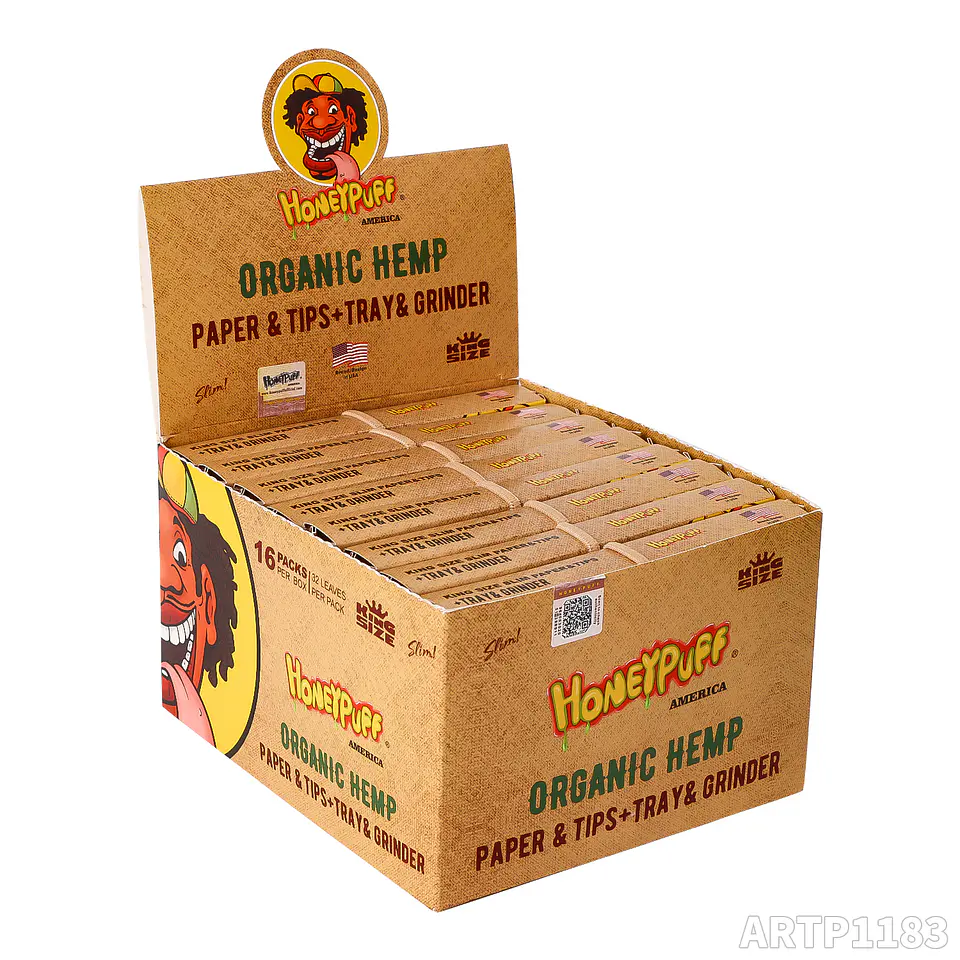 CAJA Set Honeypuff 4-en-1: Papel King Size + Tips + Bandeja + Moledor. MAYORISTA 2