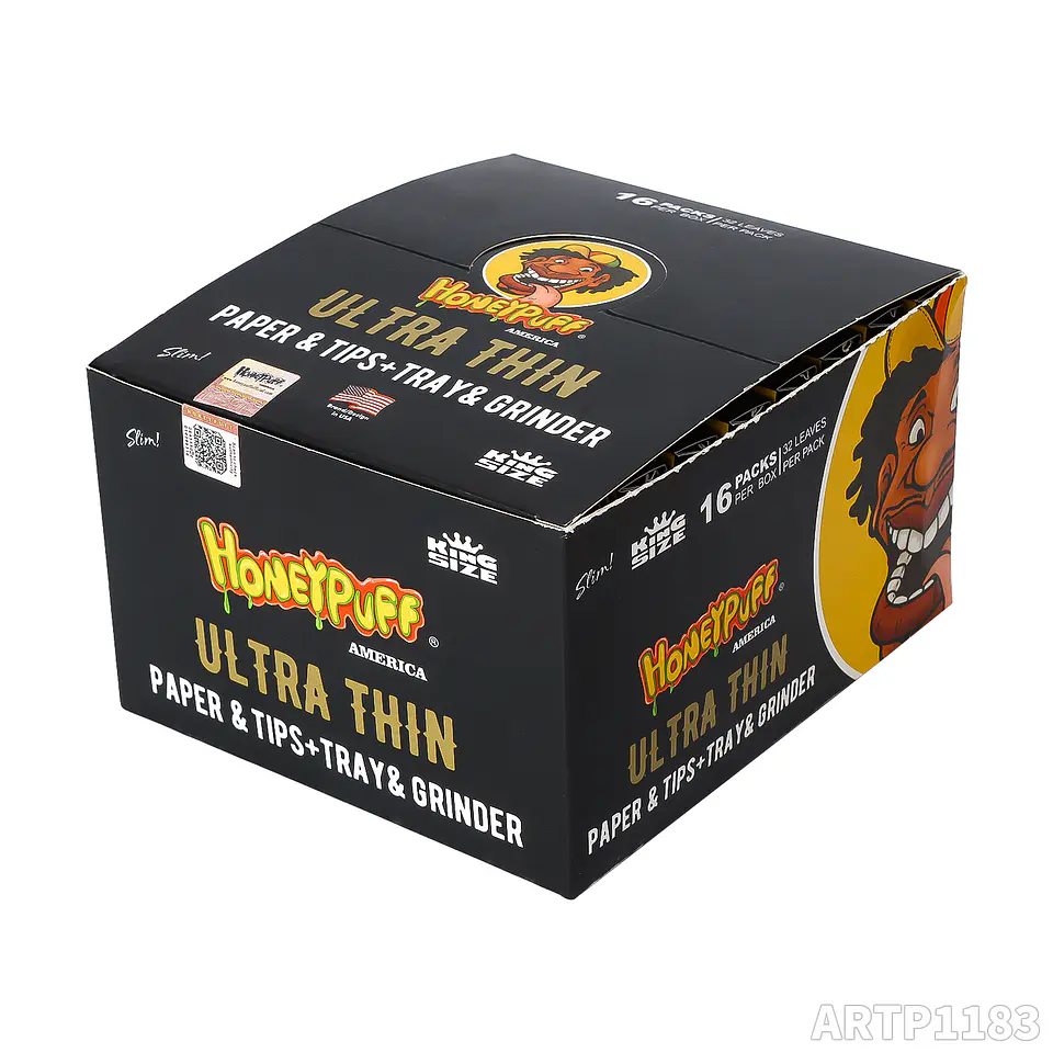 CAJA Set Honeypuff 4-en-1: Papel King Size + Tips + Bandeja + Moledor. MAYORISTA 10