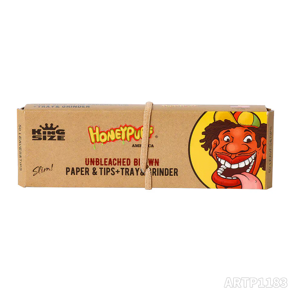 CAJA Set Honeypuff 4-en-1: Papel King Size + Tips + Bandeja + Moledor. MAYORISTA 12