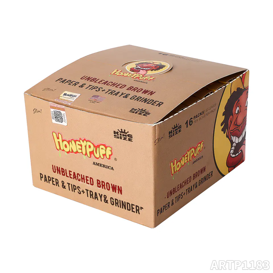 CAJA Set Honeypuff 4-en-1: Papel King Size + Tips + Bandeja + Moledor. MAYORISTA 13