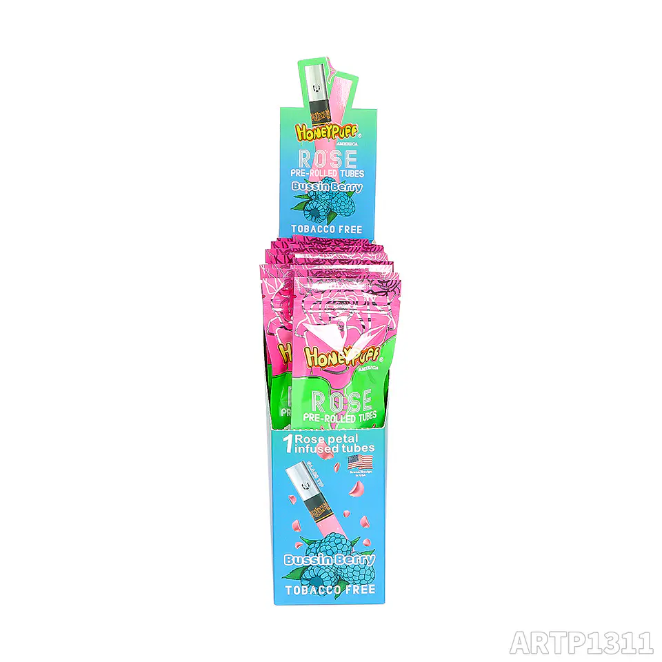 CAJA Cono Pre-enrolado Honeypuff de Petalos Rosa y Boquilla Pyrex - MAYORISTA 14