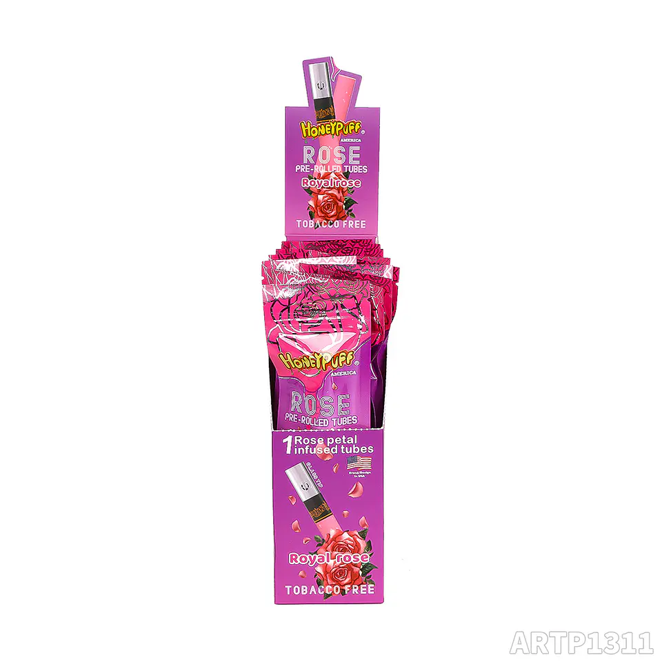 CAJA Cono Pre-enrolado Honeypuff de Petalos Rosa y Boquilla Pyrex - MAYORISTA 17
