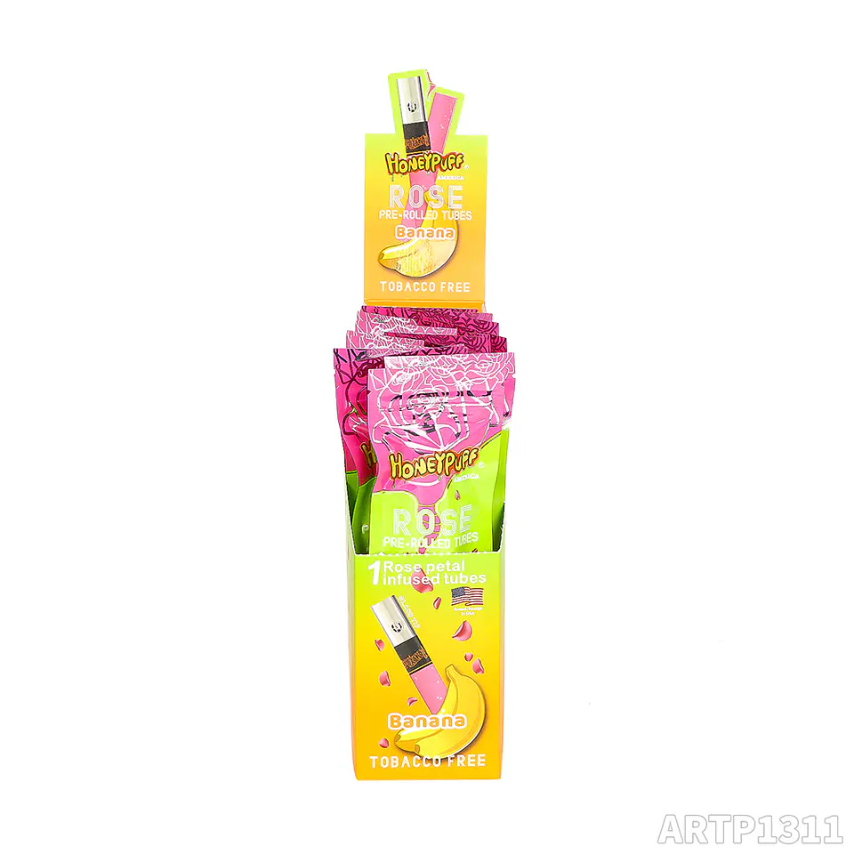CAJA Cono Pre-enrolado Honeypuff de Petalos Rosa y Boquilla Pyrex - MAYORISTA 20