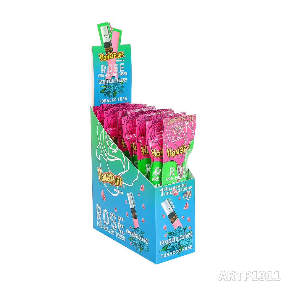 CAJA Cono Pre-enrolado Honeypuff de Petalos Rosa y Boquilla Pyrex - MAYORISTA 13