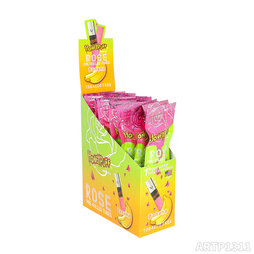 CAJA Cono Pre-enrolado Honeypuff de Petalos Rosa y Boquilla Pyrex - MAYORISTA 19