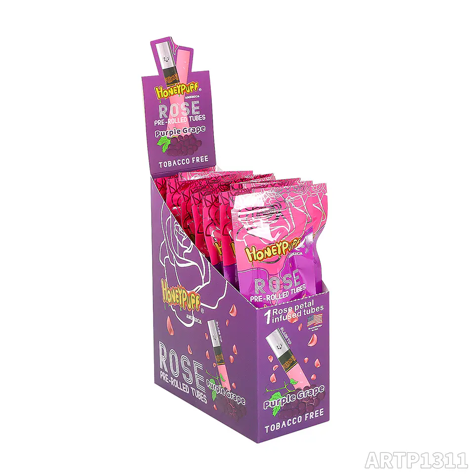 CAJA Cono Pre-enrolado Honeypuff de Petalos Rosa y Boquilla Pyrex - MAYORISTA 28