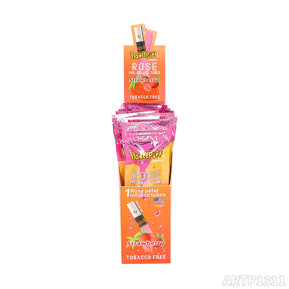 CAJA Cono Pre-enrolado Honeypuff de Petalos Rosa y Boquilla Pyrex - MAYORISTA 23