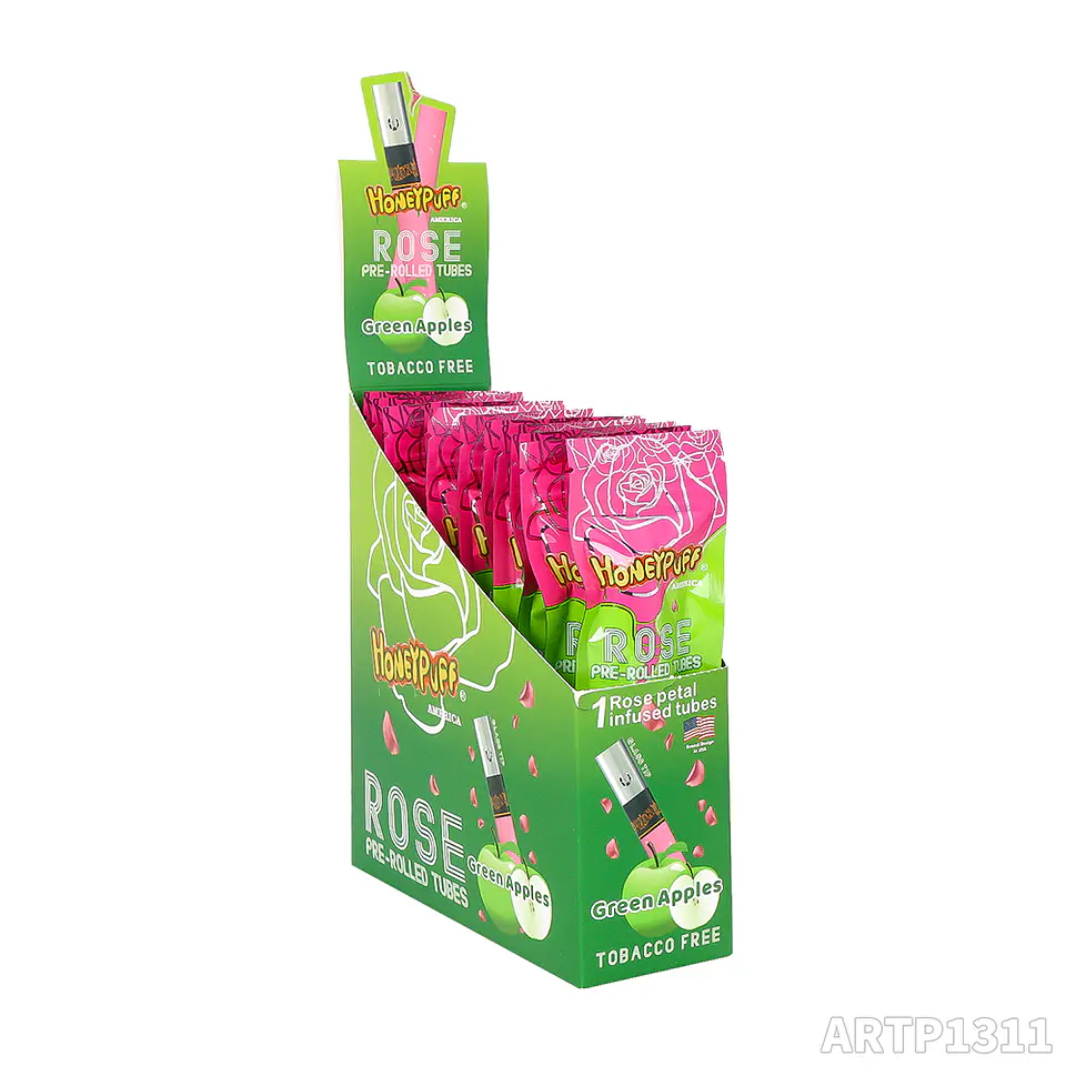 CAJA Cono Pre-enrolado Honeypuff de Petalos Rosa y Boquilla Pyrex - MAYORISTA 25