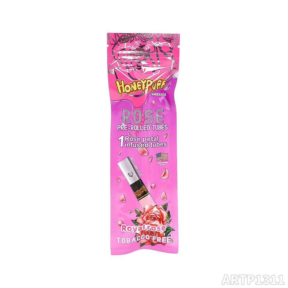 CAJA Cono Pre-enrolado Honeypuff de Petalos Rosa y Boquilla Pyrex - MAYORISTA 35