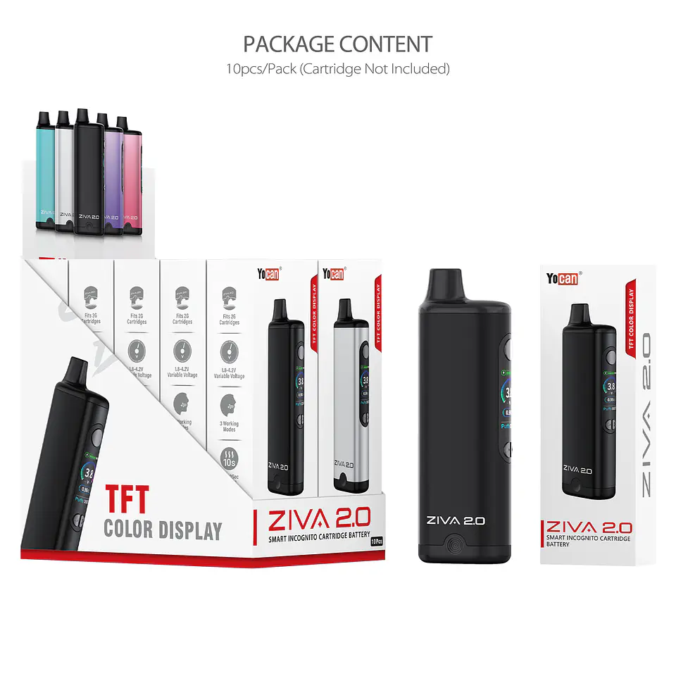 Vaporizador Incognito Yocan ZIVA 2.0 - Pantalla Led -Sistema Auto Draw 7