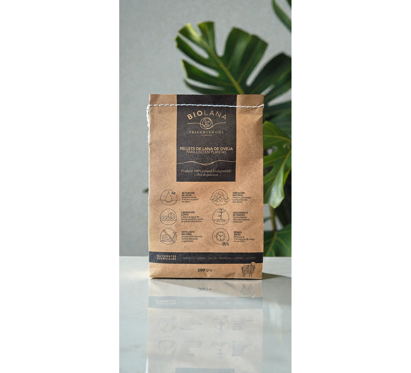 BIOLANA - Pellets de lana de oveja para uso en plantas - 250grs