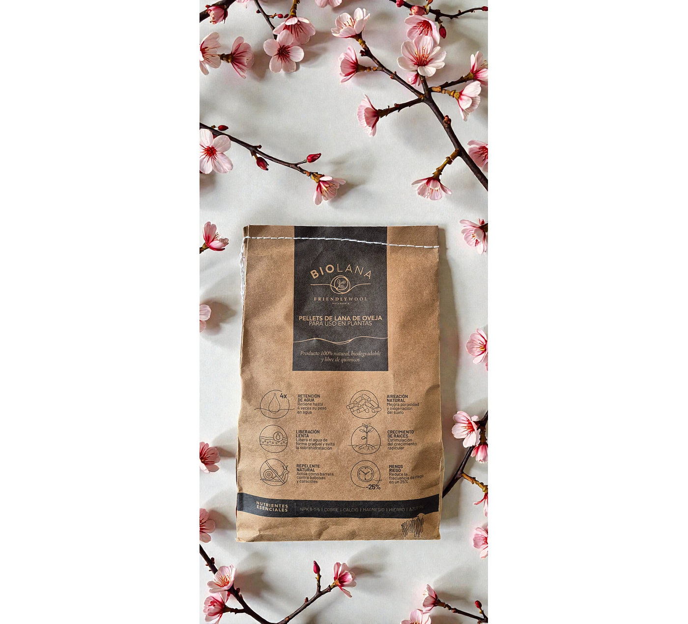 BIOLANA - Pellets de lana de oveja para uso en plantas - 4kg