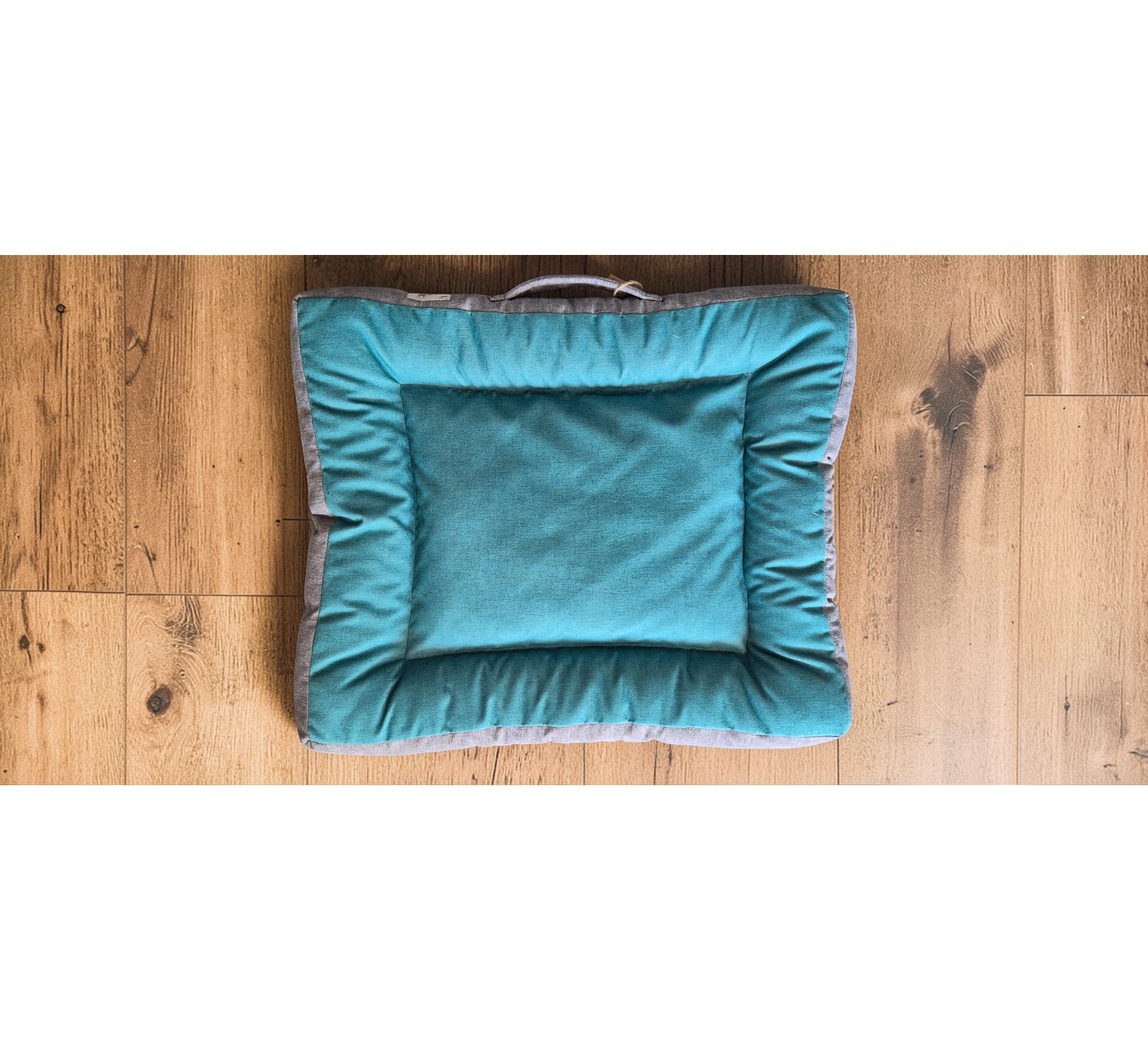 Cama rectangular para mascotas S - Verde/Gris - Lana natural de oveja Corriedale - Certified Wildlife Friendly®