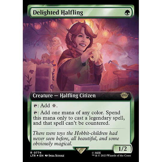 Delighted Halfling (0774 - Extended Art - Surge Foil) - The Lord of the Rings: Tales of Middle-earth Variants Foil (inglés)