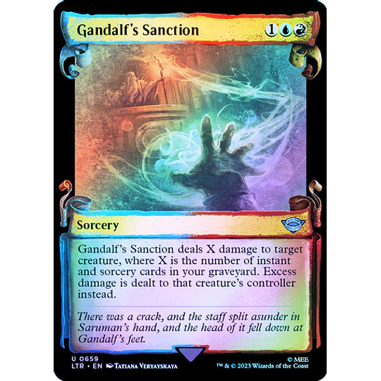 Gandalf's Sanction (0659 - Scroll Showcase - Silver Foil) - The Lord of the Rings: Tales of Middle-earth Variants Foil (inglés)