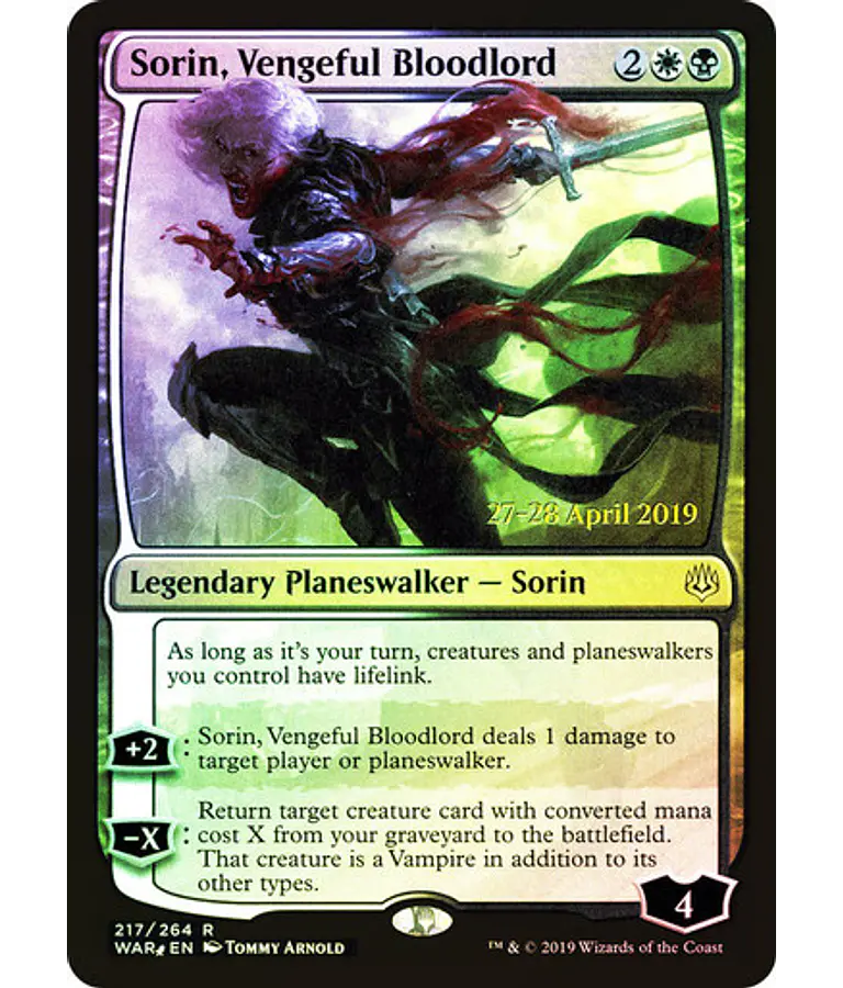 Sorin, Vengeful Bloodlord (Prerelease Foil) - Promotional (español)