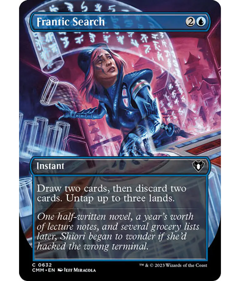Frantic Search (Borderless) - Commander Masters Variants (inglés)