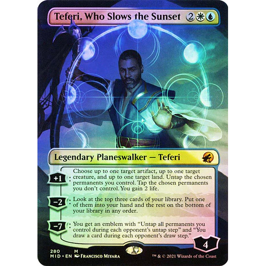 Teferi, Who Slows the Sunset (Borderless) - Innistrad: Midnight Hunt Variants Foil (inglés)