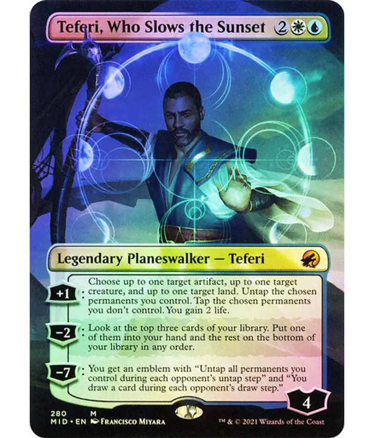 Teferi, Who Slows the Sunset (Borderless) - Innistrad: Midnight Hunt Variants Foil (inglés)