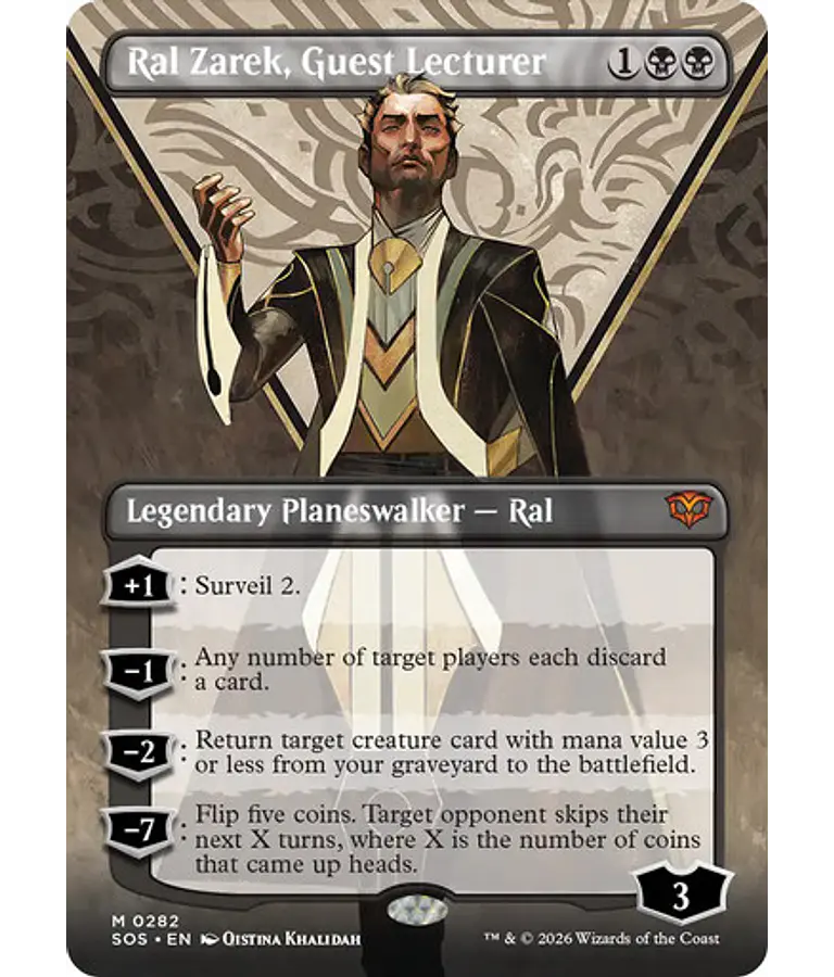 Ral Zarek, Guest Lecturer (0282 - Borderless) - Secrets of Strixhaven Variants (inglés)