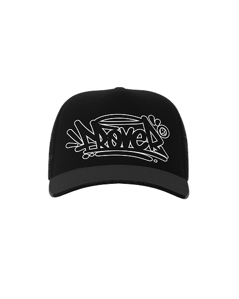 Trucker Hat Tag Outline Negro