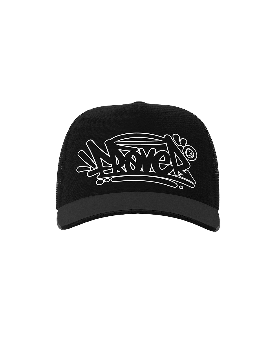Trucker Hat Tag Outline Negro 2